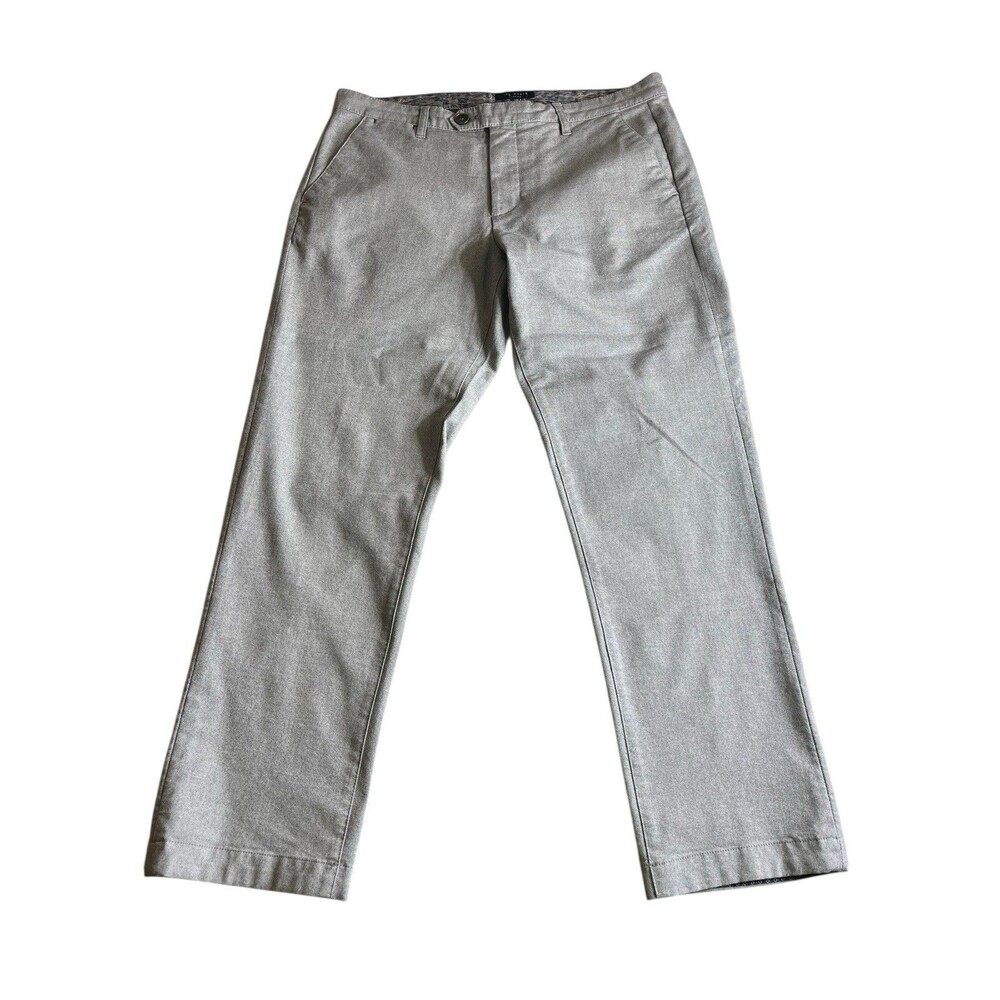 Ted Baker Pants Mens 34x28 Gray Volvek Classic Fit Trouser Flat Front Chino